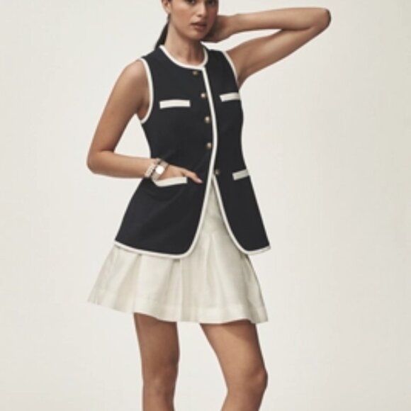 Anthropologie Maeve Pleated Taffeta Mini Skirt (NEW Ivory Size 14) - Picture 1 of 5